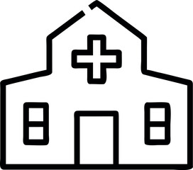 Fototapeta premium Vector art of outline icon of a hospital building with a cross symbol illustration design