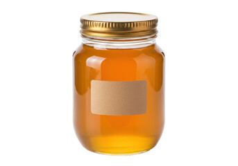 Isolated jar of honey with blank label perfect for product mockup and design element