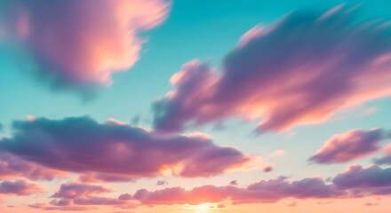 Fototapeta premium Vibrant Sunset Sky with Pink and Purple Clouds.