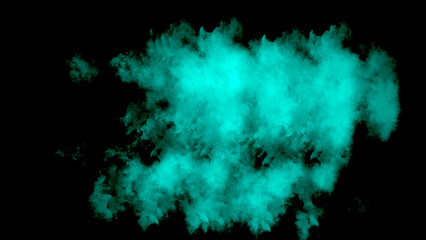 Abstract Ocean blue, teal, cobalt, azure, lapis colorful smoke cloud. Vintage black background of natural cement or stone old texture design. Atmospheric and mysterious effect.