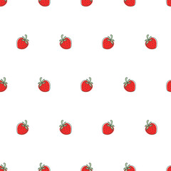 Red strawberry fruit seamless pattern. Vector design elements for dress or textile