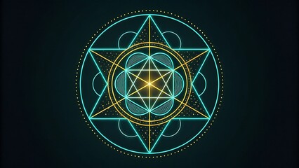 Glowing Neon Sacred Geometry Mandala Design