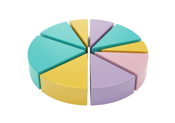 Obraz premium Isolated Colorful Business Pie Chart in Sections for Data Visualization Report