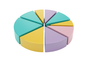Isolated Colorful Business Pie Chart in Sections for Data Visualization Report