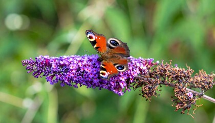 Butterfly resting on purple flower