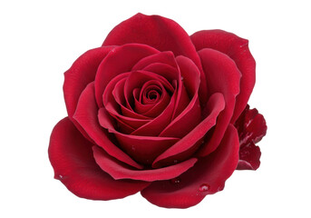 Isolated beauty of a perfect red rose blossom, velvet petals, fresh floral bloom, nature is romantic