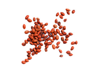 Group of Scattered Roasted Peanut Snack Pile Isolated on White Background