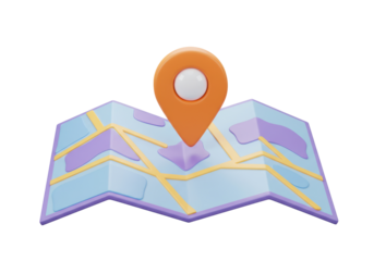 Isolated Map with Location Pin, Cartography and Navigation Services, Geolocation Concept