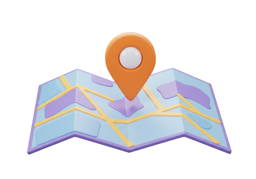 Isolated Map with Location Pin, Cartography and Navigation Services, Geolocation Concept - Powered by Adobe