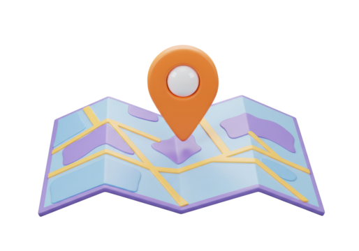 Isolated Map with Location Pin, Cartography and Navigation Services, Geolocation Concept