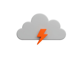 Isolated Illustration of Stormy Cloud with Lightning Bolt Sign. Thunderstorm Icon