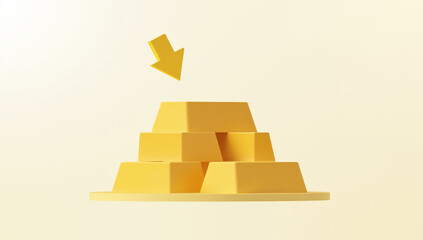 Digital illustration of a yellow, three-dimensional stack of cubes, resembling a pyramid with a flat base. The cubes are uniformly shaped with sharp edges and smooth surfaces. Positioned centrally
