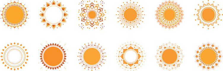 Mandala circle set big collection: Yellow, orange, frame, dussehra, diwali, deepavali, durga, puja, festive, indian, decoration, event, yellow, orange,  holi, krishna, janmashtami, 