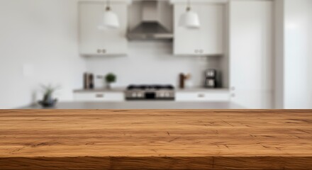 Natural Wooden Countertop in Modern Home Kitchen Interior Setting