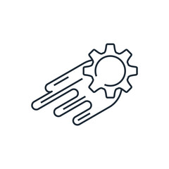 Flying gear. Rapid technical improvement, progress. Vector linear icon illustration isolated on white background.