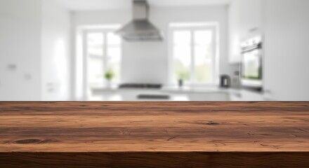 Natural Wooden Countertop in Modern Home Kitchen Interior Setting