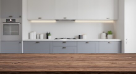 Natural Wooden Countertop in Modern Home Kitchen Interior Setting