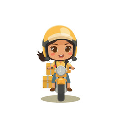 woman riding a scooter delivery box 