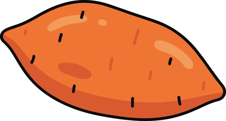 This is a digital illustration depicting a single sweet potato.