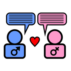 vector illustration of a young couple talking