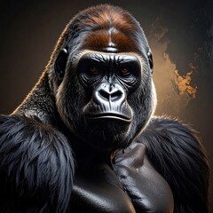 Obraz premium Gorilla portrait, dramatic lighting