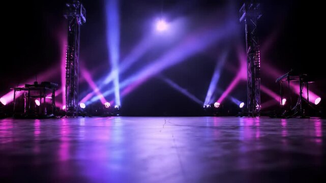Stage lighting with purple and pink hues