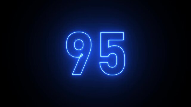 Glowing Neon Pink Number 95 on Black Background ninety five