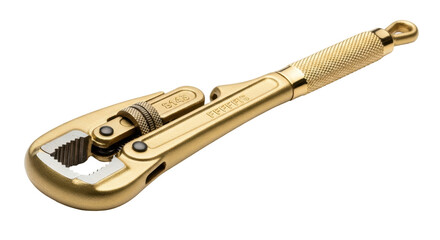 Isolated golden plumber wrench for turning pipe fittings with an adjustable jaw closure
