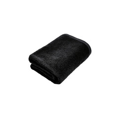 folded black terry towel isolated on a transparent background, in a PNG format