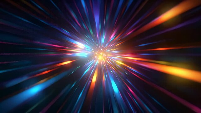 Dynamic light burst action abstract visualization digital art vibrant colors aesthetic view energy concept