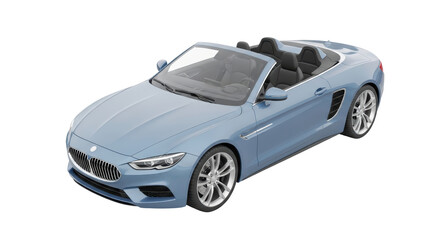 Isolated blue convertible car for transportation, summer travel, and outdoor lifestyle