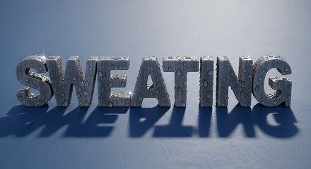 Sweating Metal Text 3D Render Reflection.