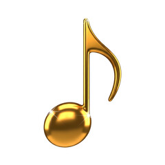 Golden musical note illustration a shiny symbol of melody on transparent background