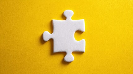 Single white puzzle piece on yellow