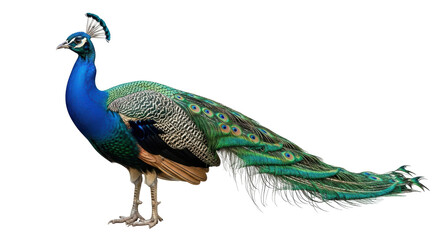 Isolated Majestic peacock with vibrant plumage and an elegant pose looking majestic on its own © Cedric