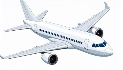 Fototapeta premium An illustration of a white passenger airplane in a modern, aerodynamic design