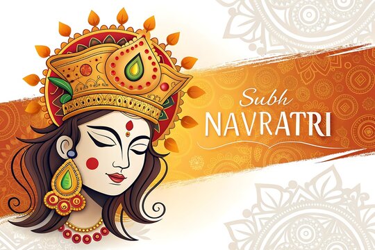 Beautiful illustration of goddess durga for shubh navratri celebration
