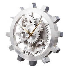 Fototapeta premium Steampunk Clockwork: A striking metallic clock featuring intricate gears and precise mechanism captures the essence of time, technology, and industrial design. 