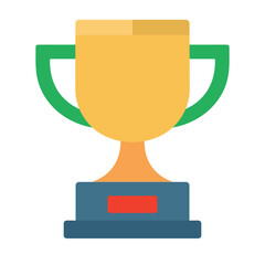 Golden Trophy Cup A Symbolic Representation of Achievement and Success, a Gleaming Gold Cup Green Handles and Blue Base Against a White Background Evoking Victory and Recognitio