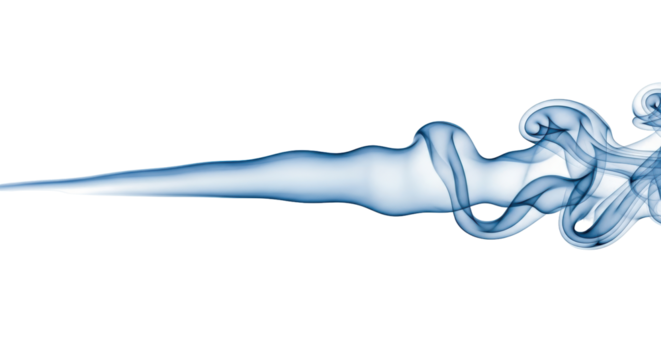 Isolated vaporous cloud of bluish smoke, a delicate swirl of ethereal form, ghostly shape