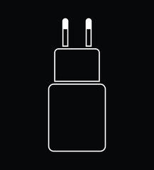 USB type - c adapter charging port for iphone. white line on black background