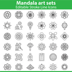 Mandala Art Set &ndash; Decorative Patterns, Spiritual Symbols, Boho, and Ornamental Vector Collection