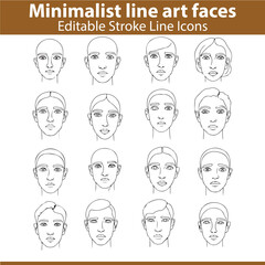 Minimal Line Art Faces – Abstract Portraits, Fashion Beauty, Modern Aesthetic, and Creative Vector Illustration