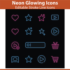 Neon Glowing Vectors &ndash; Futuristic Light Effects, Signs, Frames, and Digital Design Elements