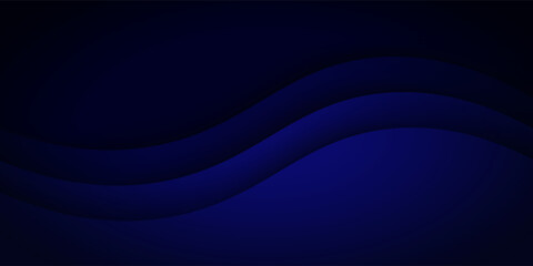 Abstract minimalist blue background with glowing wavy lines. Dark blue futuristic wallpaper.