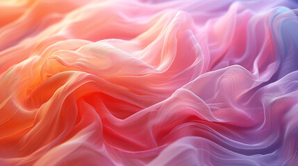 Fototapeta premium Macro close-up of pastel gradient mesh fabric with realistic fiber detail and gentle folds, lit with soft directional light to enhance texture and depth while leaving space for text overlay