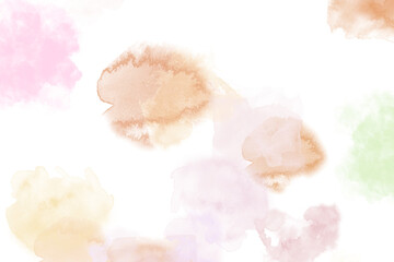 Abstract watercolor stain background with pastel colors isolated on transparent background