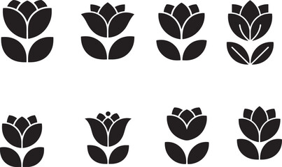 Black floral silhouettes on white background flower