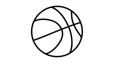 Simple line drawing of a basketball, showcasing its classic design.