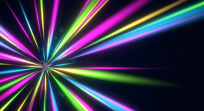 Vibrant multicolored neon light trails in rapid motion. - Powered by Adobe